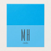 Modern Monogram Berufliche Schlicht Simple Sky Blu (Außenseite Aufgefaltet)