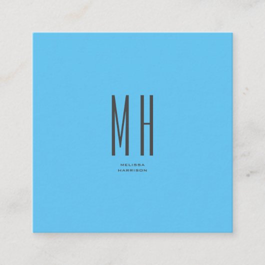 Modern Monogram Berufliche Schlicht Simple Sky Blu Begleitkarte (Vorderseite)
