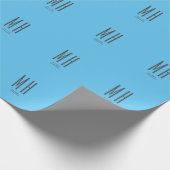 Modern Monogram Berufliche Schlicht Simple Sky Blu Geschenkpapier (Ecke)