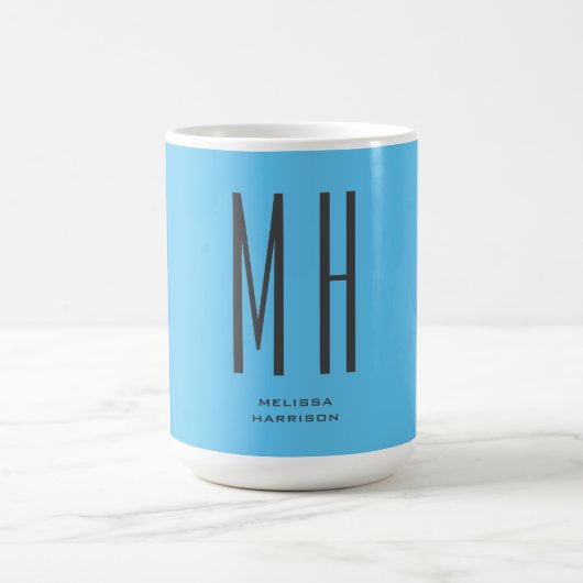 Modern Monogram Berufliche Schlicht Simple Sky Blu Kaffeetasse (Mittel)