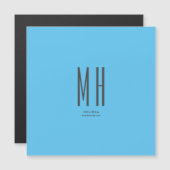 Modern Monogram Berufliche Schlicht Simple Sky Blu Magnetkarte (Vorne/Hinten)