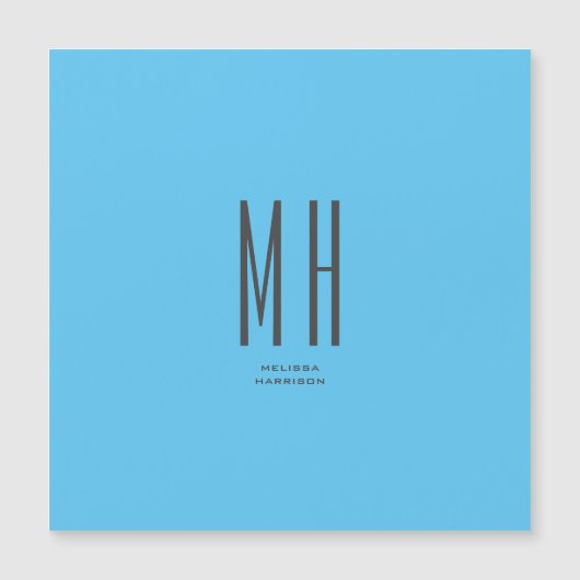 Modern Monogram Berufliche Schlicht Simple Sky Blu Magnetkarte (Vorderseite)