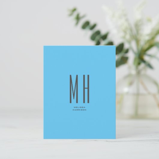 Modern Monogram Berufliche Schlicht Simple Sky Blu RSVP Karte (Stehend Vorderseite)