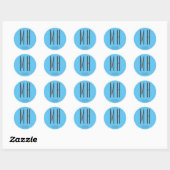 Modern Monogram Berufliche Schlicht Simple Sky Blu Runder Aufkleber (Blatt)