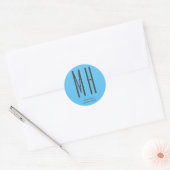 Modern Monogram Berufliche Schlicht Simple Sky Blu Runder Aufkleber (Umschlag)