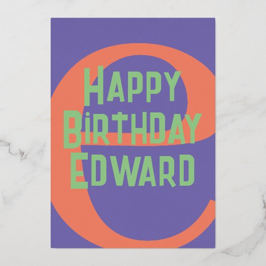 Modern Monogram Birthday Card - Lila, Coral & Co Folieneinladung (Vorderseite)