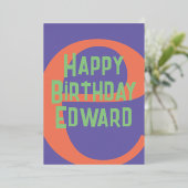Modern Monogram Birthday Card - Lila, Coral & Co Folieneinladung (Stehend vorne)