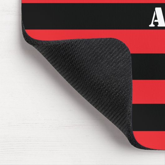 Modern Monogram Black and Red Stripes Mousepad (Ecke)