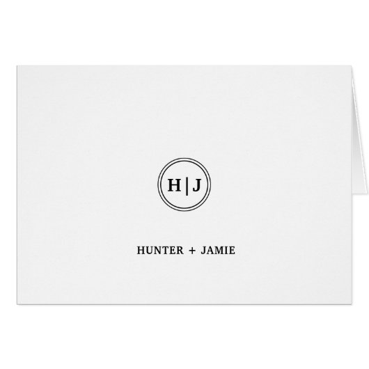 Modern Monogram Black and White Note Card (Vorderseite (Horizontal))