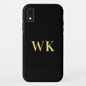 Modern Monogram Black Gold Case-Mate iPhone Hülle (Rückseite)