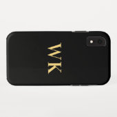 Modern Monogram Black Gold Case-Mate iPhone Hülle (Rückseite (Horizontal))