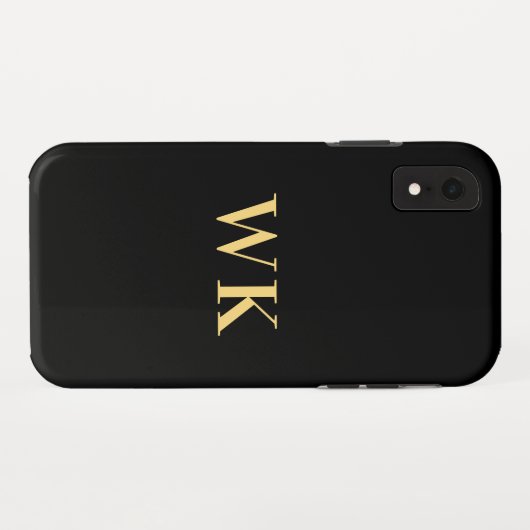 Modern Monogram Black Gold Case-Mate iPhone Hülle (Rückseite (Horizontal))