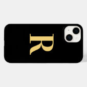 Modern Monogram Black Gold Case-Mate iPhone Hülle (Rückseite (Horizontal))