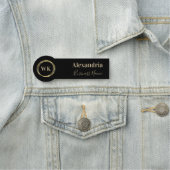 Modern Monogram Black Gold Employee Namensschild (Beispiel)