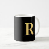 Modern Monogram Black Gold Kaffeetasse (VorderseiteRechts)