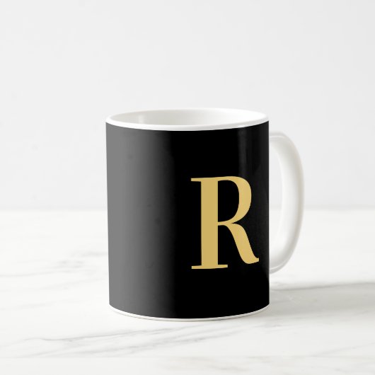Modern Monogram Black Gold Kaffeetasse (VorderseiteRechts)