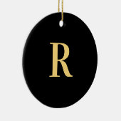 Modern Monogram Black Gold Keramik Ornament (Rechts)