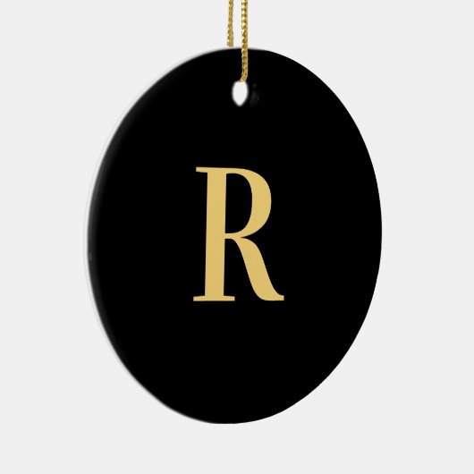 Modern Monogram Black Gold Keramik Ornament (Rechts)