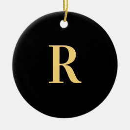 Modern Monogram Black Gold Keramik Ornament