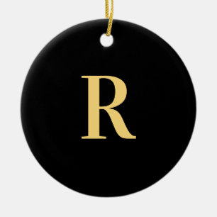 Modern Monogram Black Gold Keramik Ornament