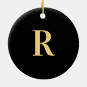 Modern Monogram Black Gold Keramik Ornament (Hinten)