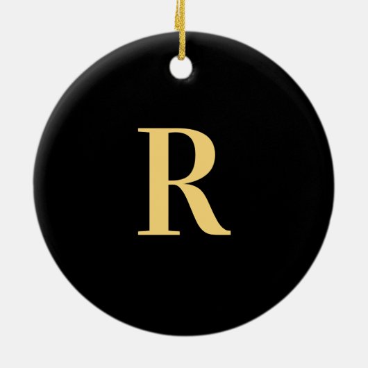 Modern Monogram Black Gold Keramik Ornament (Hinten)