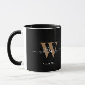 Modern Monogram Black Gold Script Initial Name Tasse (Links)