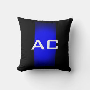 Modern Monogram Blue Black Schlicht Kissen