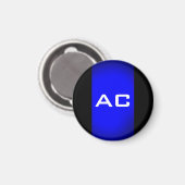 Modern Monogram Blue Black Schlicht Magnet (Vorderseite/Rückseite)