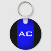 Modern Monogram Blue Black Schlicht Schlüsselanhänger (Vorderseite)