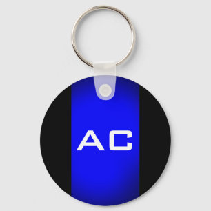 Modern Monogram Blue Black Schlicht Schlüsselanhänger