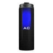 Modern Monogram Blue Black Schlicht Thermosbecher (Vorderseite)
