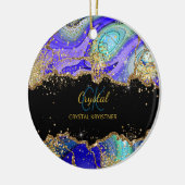 Modern Monogram Blue Green Gold Keramik Ornament (Links)