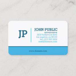 Modern Monogram Blue White Visitenkarte