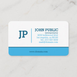 Modern Monogram Blue White Visitenkarte