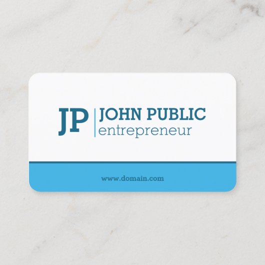 Modern Monogram Blue White Visitenkarte (Rückseite)