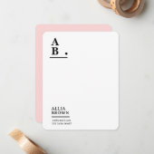Modern Monogram Blush Pink Feminine Design Mitteilungskarte (Vorderseite/Rückseite Beispiel)
