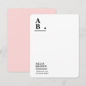 Modern Monogram Blush Pink Feminine Design Mitteilungskarte (Vorne/Hinten)