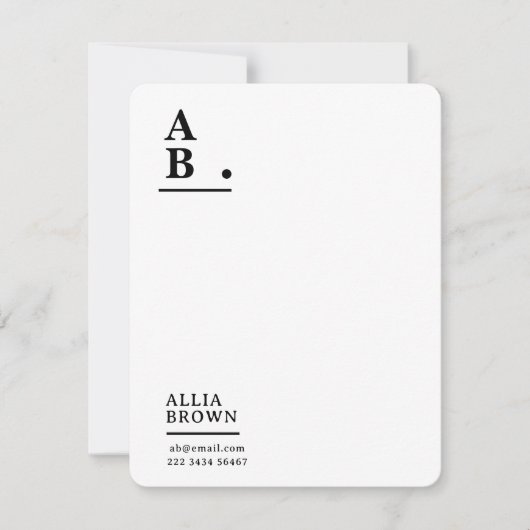 Modern Monogram Blush Pink Feminine Design Mitteilungskarte (Vorderseite)