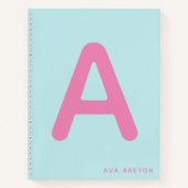Modern Monogram Bold Initial Hot Pink Blue Notizblock (Vorderseite)