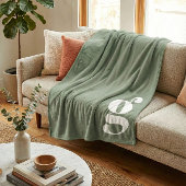 Modern Monogram Bold Initial Sage Green Minimalist Fleecedecke