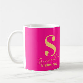 Modern Monogram Bridesmaid Hot Pink Kaffeetasse