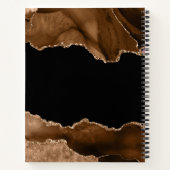 Modern Monogram Brown Agate Gold Glitzer Notebook Notizblock (Rückseite)