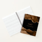 Modern Monogram Brown Agate Gold Glitzer Notebook Notizblock (Innenseite)