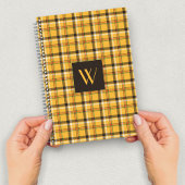 Modern Monogram Brown Kariert Tartan Notizblock