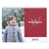 Modern Monogram Burgundy Red Photo Kalender (Titelbild)