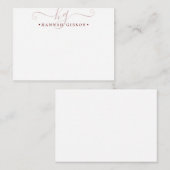 Modern Monogram Burgundy Script Initials Mitteilungskarte (Vorne/Hinten)