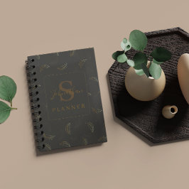 Modern Monogram Business Black - Gold Planer