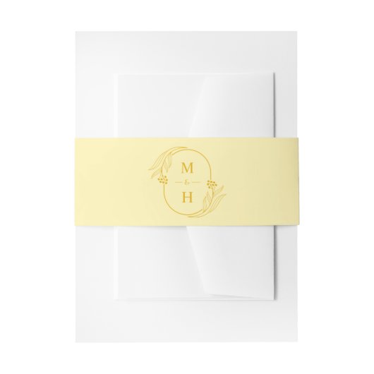 Modern Monogram Butter Yellow Wedding Einladungsbanderole (Vorderseite Beispiel)