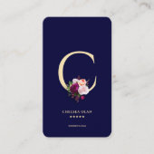 Modern Monogram C Floral Midnight Blue Gold Visitenkarte (Vorderseite)